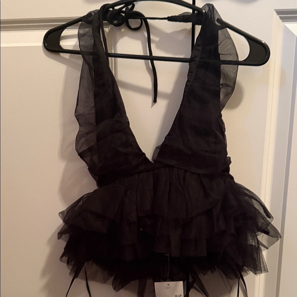 Forever 21 Black Sheer Layered Top